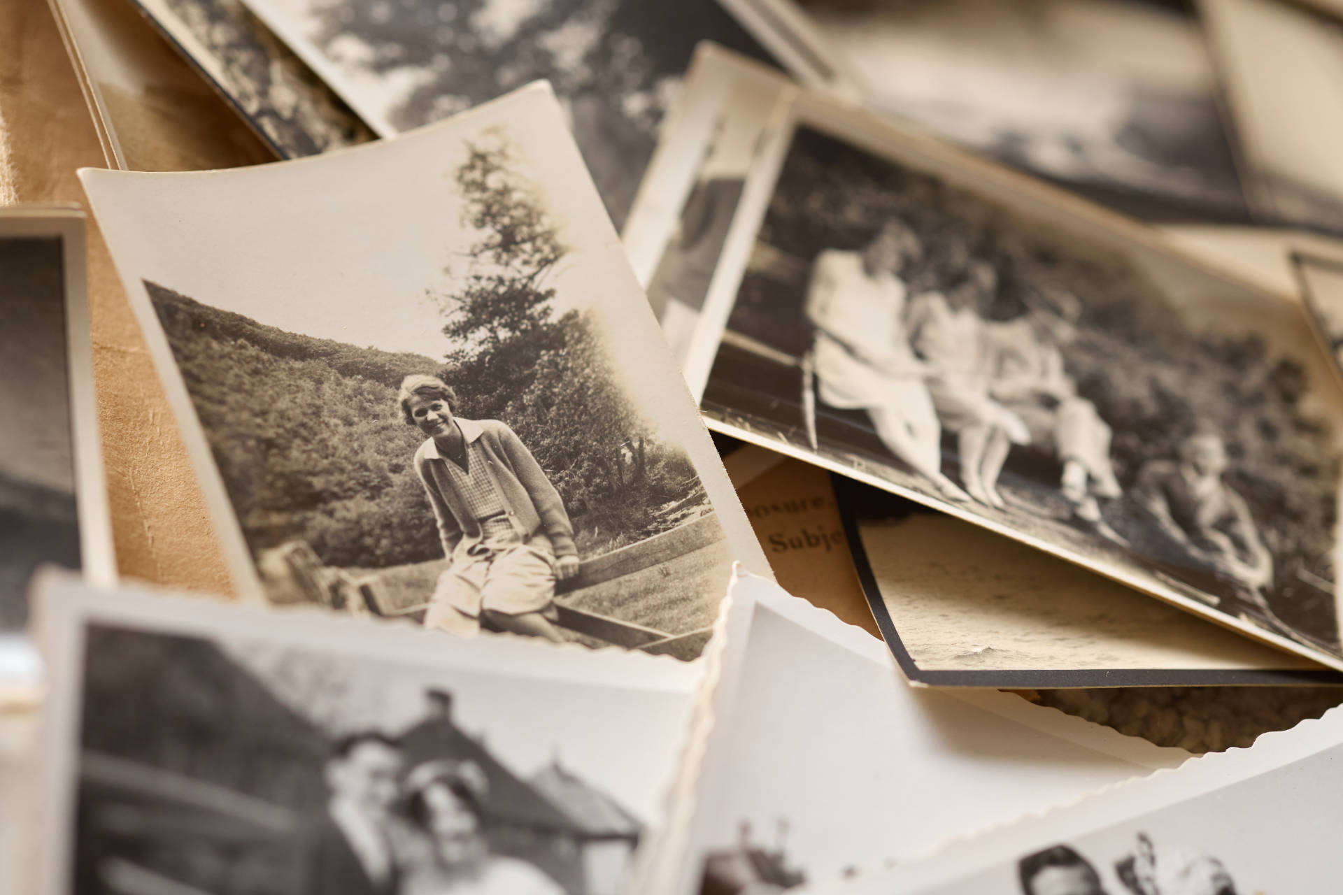 Assorted vintage black and white photo prints